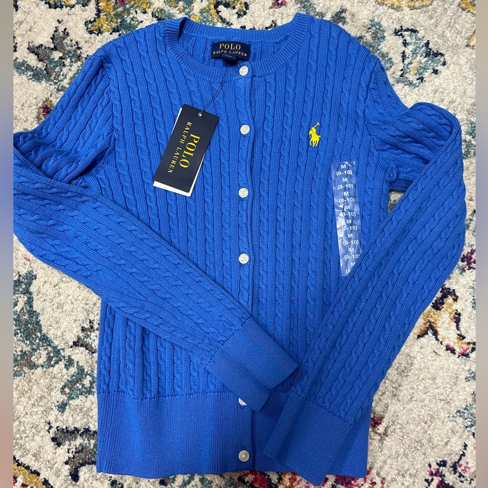 Polo Ralph Lauren girls cableknit sweater cardigan 8-10